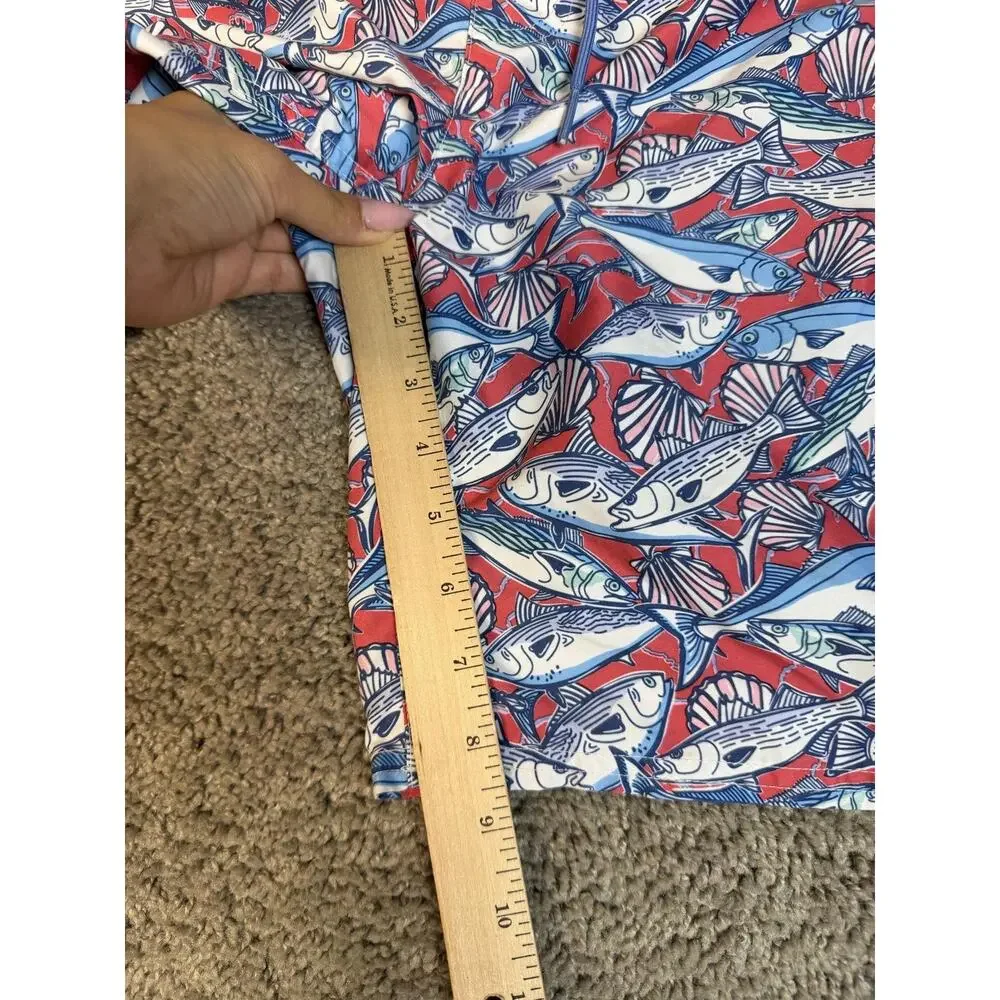 Vineyard Vines Swim Trunks Mens 36 Red Fish Print Lined Shorts Drawstring